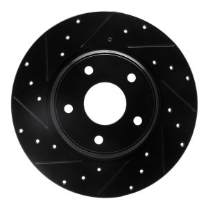 Chrysler Town & Country Brake Rotor (1) - Rear Left - R1 Concepts - Drilled & Slotted - Black - `12-`20